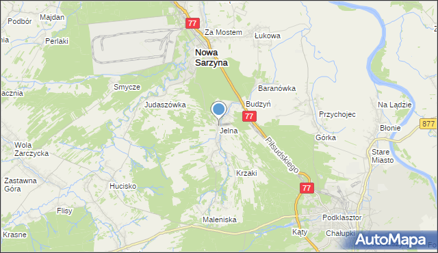 mapa Jelna, Jelna gmina Nowa Sarzyna na mapie Targeo